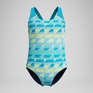Girls Printed Splashback Swimsuit Blue