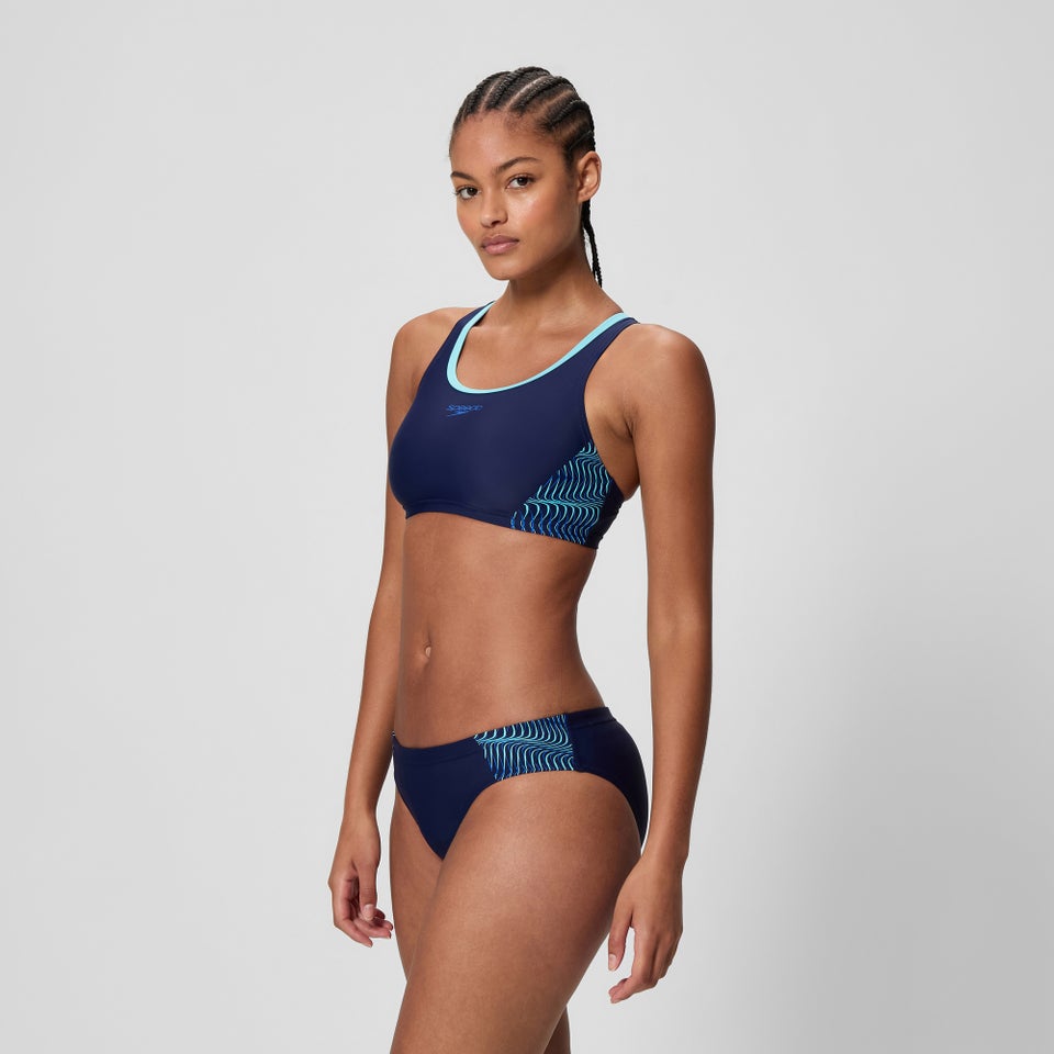 Ensemble bikini Femme Placement Racerback bleu marine/bleu