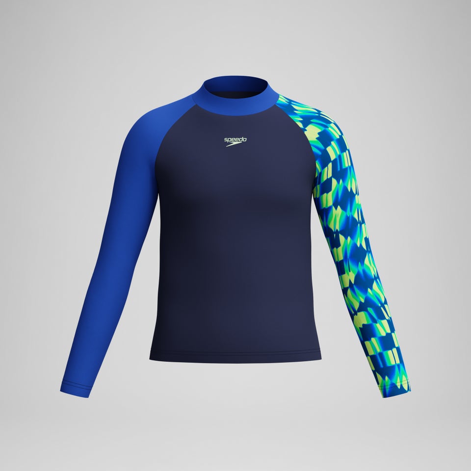 Boys Printed Long Sleeve Rashguard Navy/Green