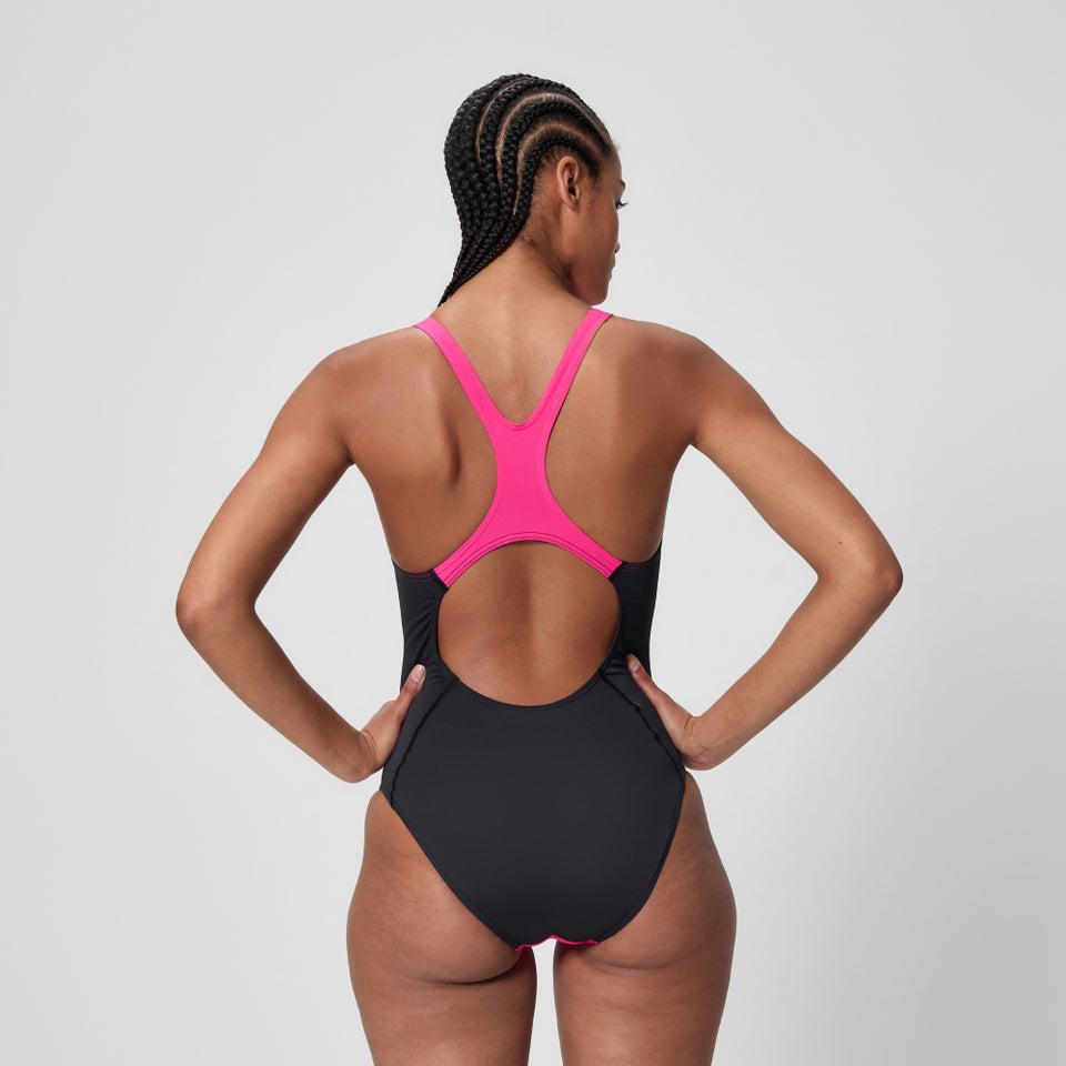 Women's Medalist Solid Splice One Piece Pink/Black
