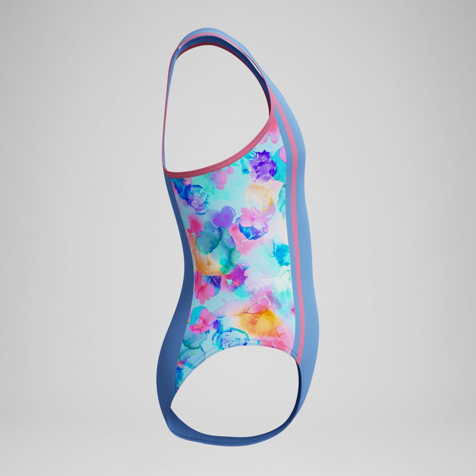 Mädchen Racerback Badeanzug mit Print-Passe Blau