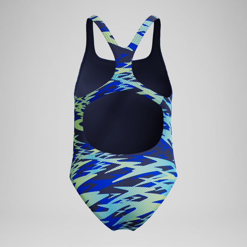 Girls Hyperboom Printed Medalist Swimsuit Blue/Green