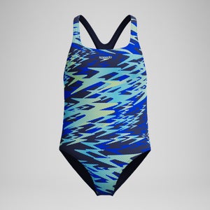 Girls Hyperboom Printed Medalist Swimsuit Blue/Green