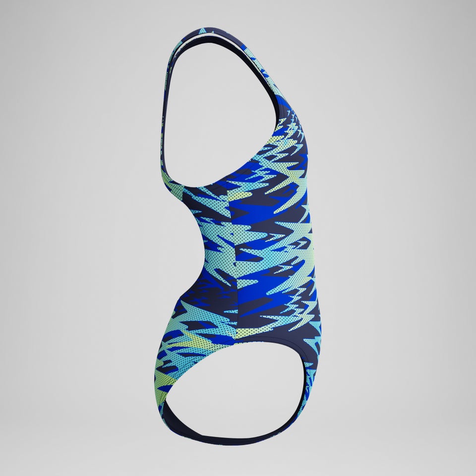 Girls Hyperboom Printed Medalist Swimsuit Blue/Green