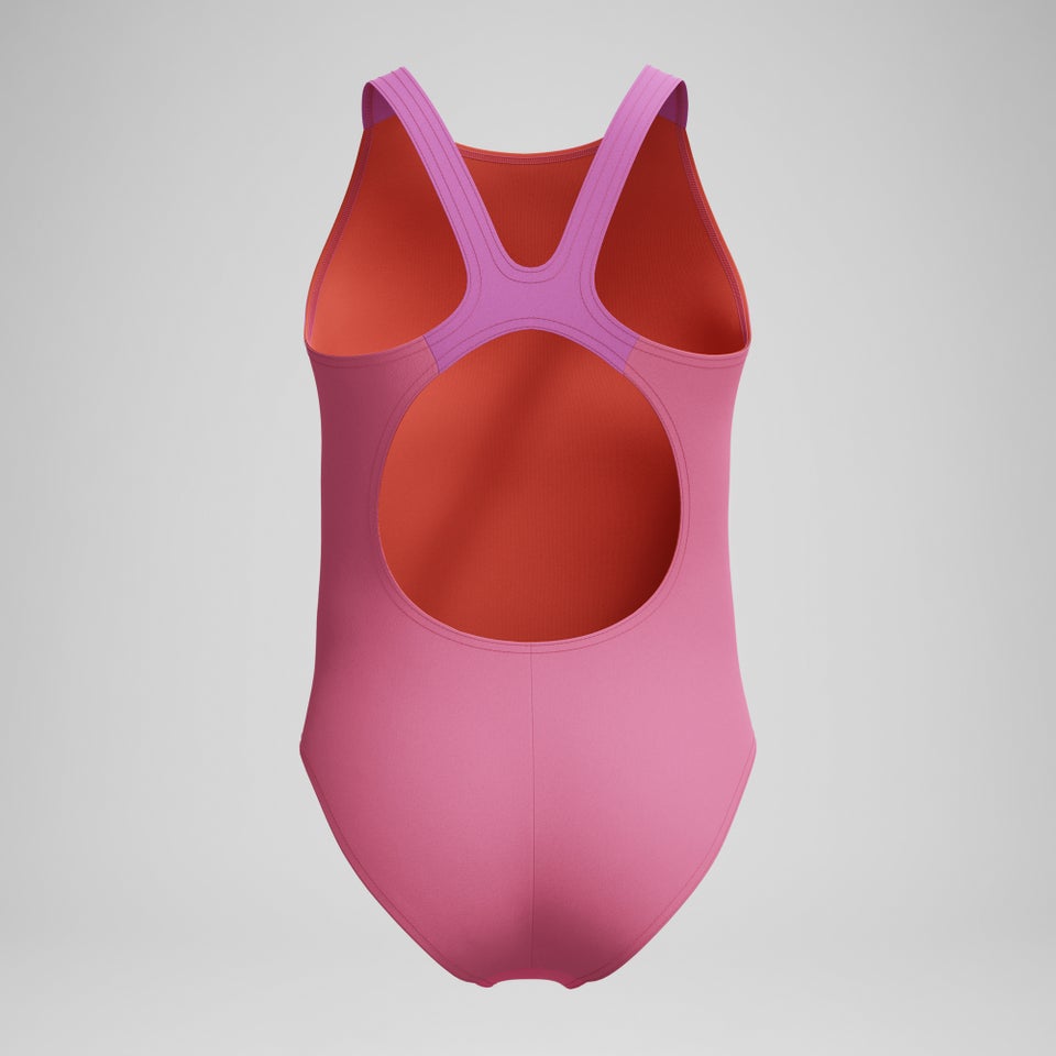 Girls Printed Pulseback Swimsuit Pink