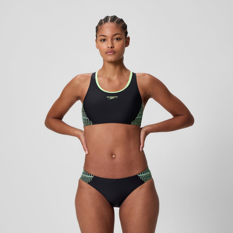 Ensemble bikini Femme Placement Racerback noir/vert