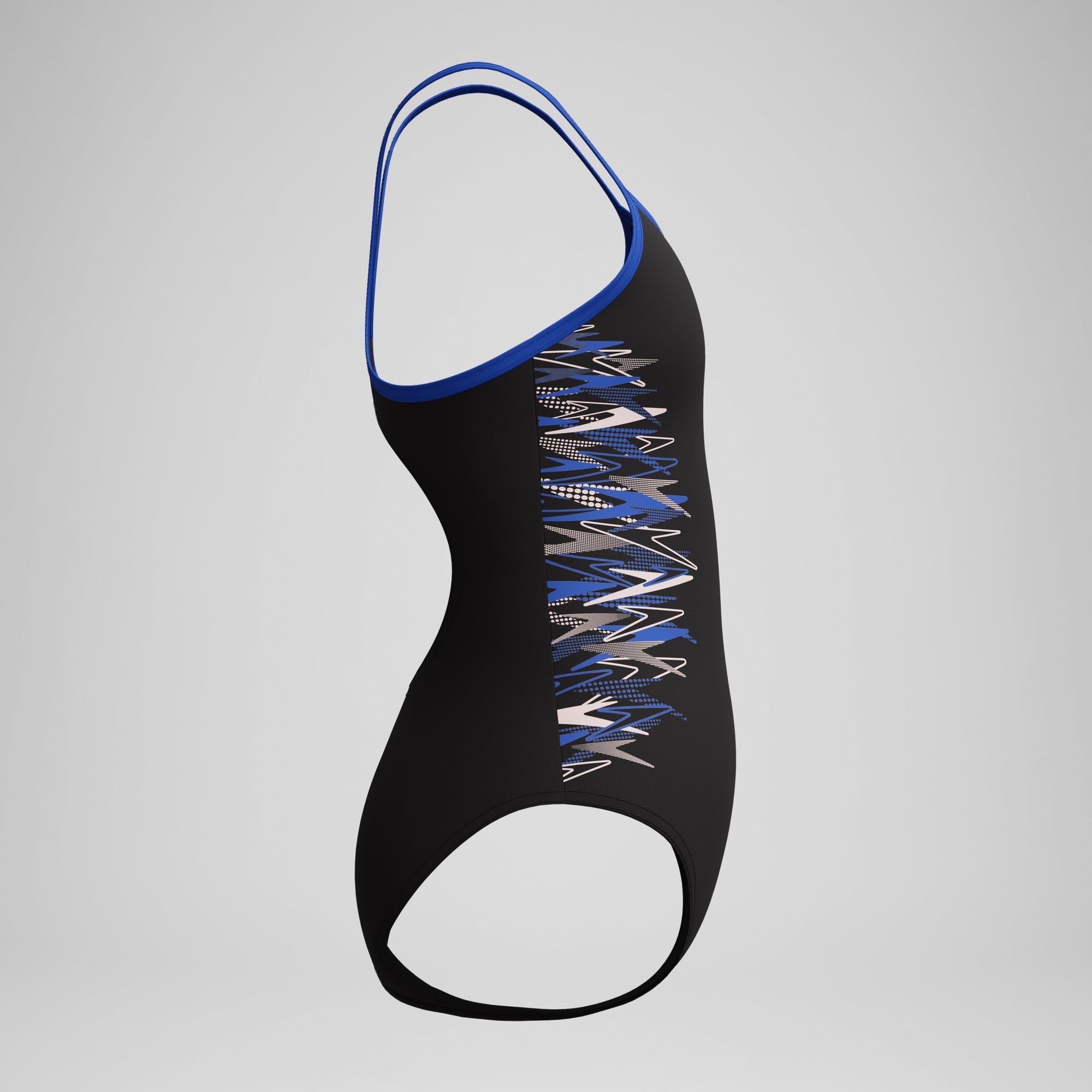 Girls Placement Thinstrap Muscleback Swimsuit Black/Blue | Speedo UK