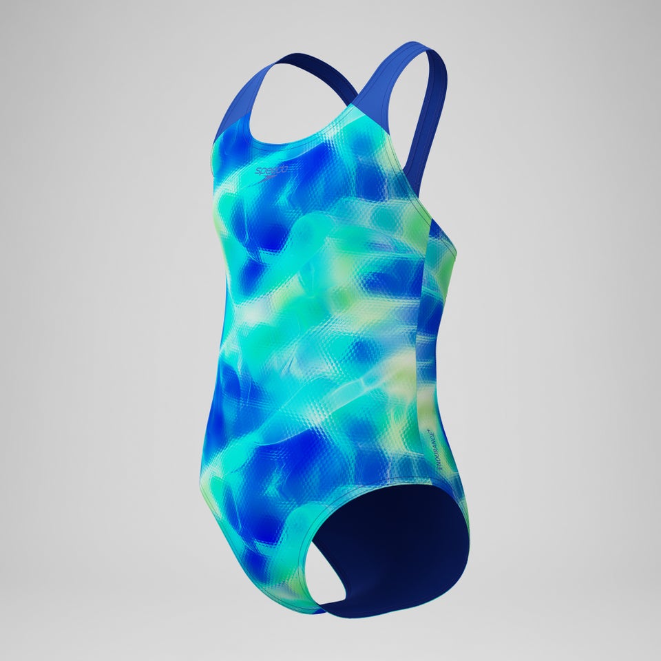 Mädchen Splashback Badeanzug mit Print Blau/Grün