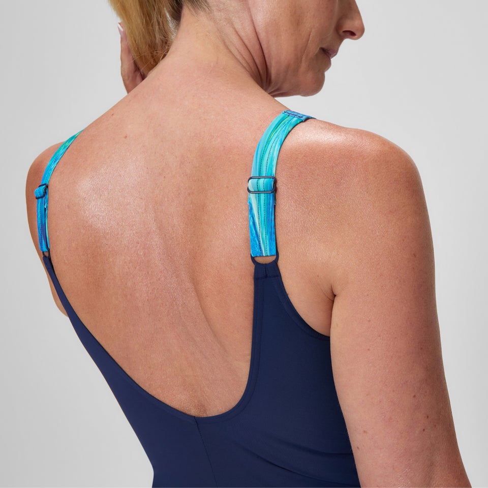 Maillot de bain Femme Luna Lustre imprimé bleu marine/bleu