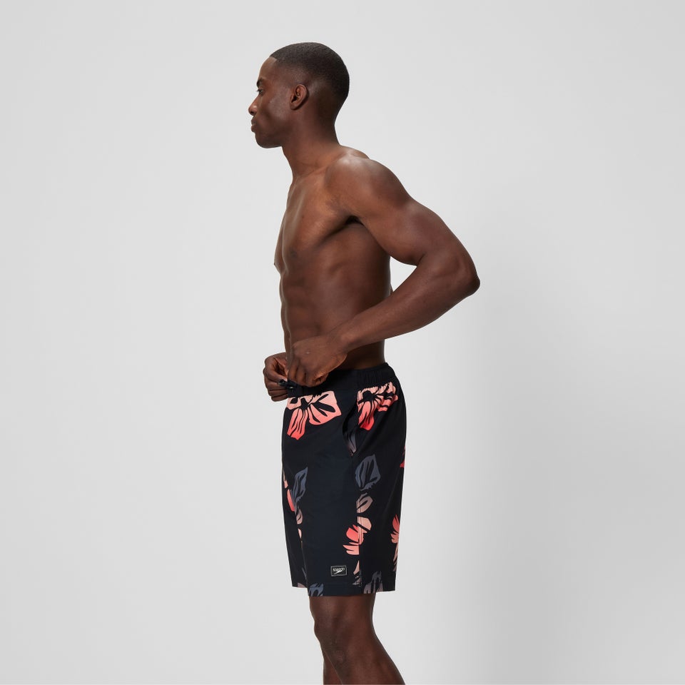 Men's Bondi Printed 50cm Boardshorts Black/Peach