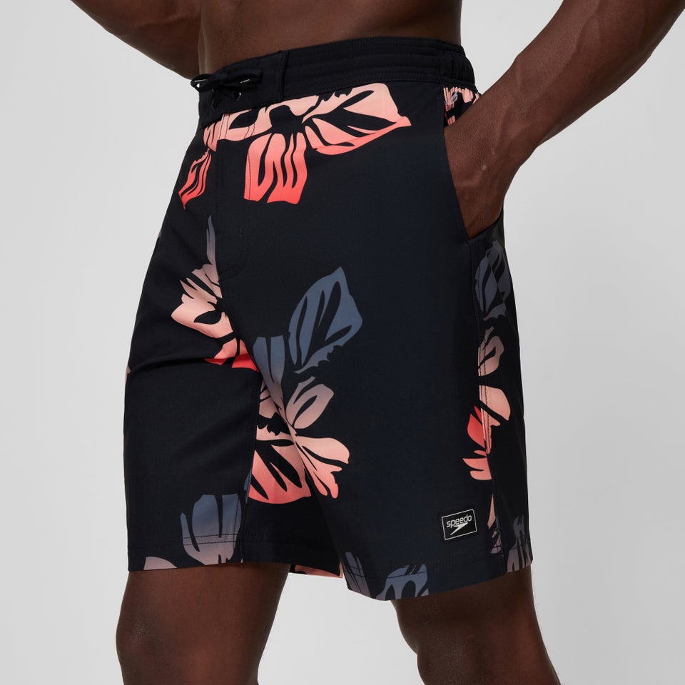 Men's Bondi Printed 50cm Boardshorts Black/Peach