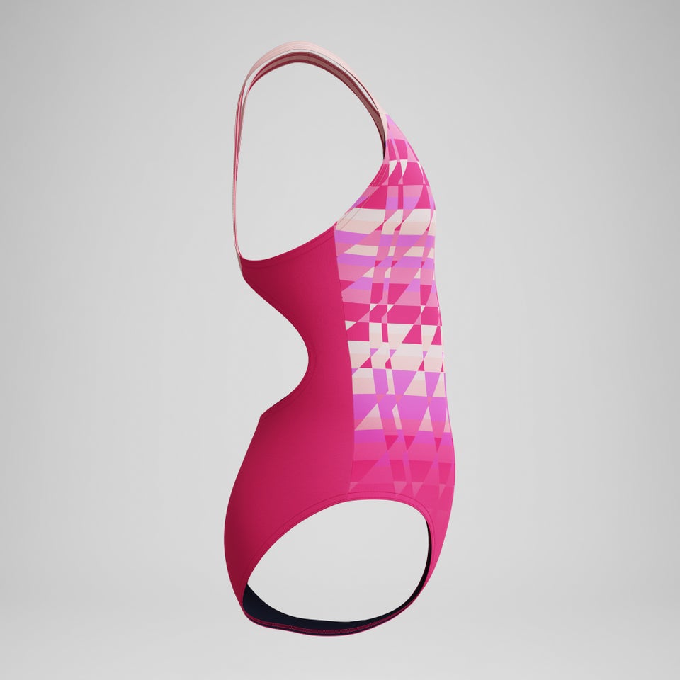 Mädchen Splashback Badeanzug mit Print Pink