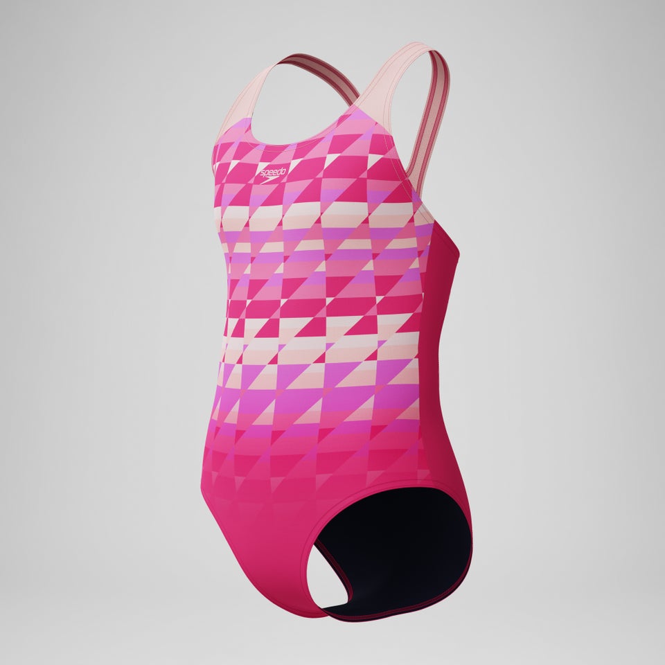 Mädchen Splashback Badeanzug mit Print Pink