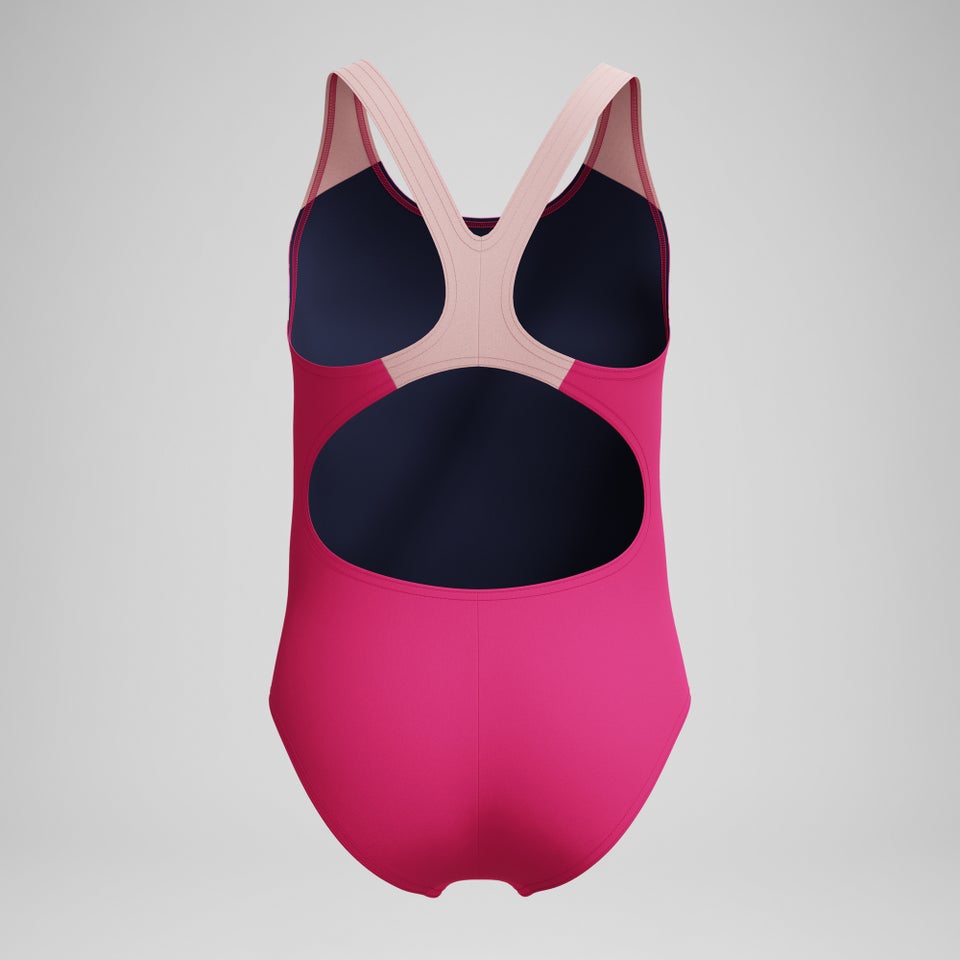 Mädchen Splashback Badeanzug mit Print Pink