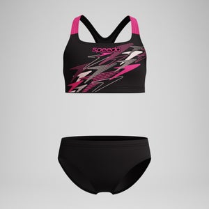 Girls Medley Logo Racerback Two Piece Black/Pink