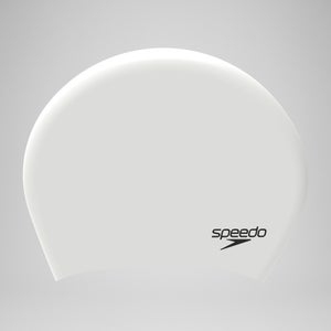 SPEEDO LONG HAIR CAP WHT/BLK - ONE SIZE