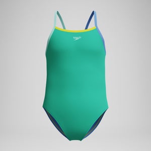 Girls Solid Propel Back One Piece Green
