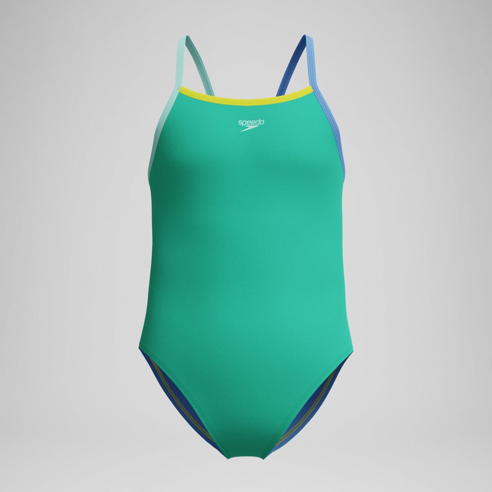 Girls Solid Propel Back One Piece Green