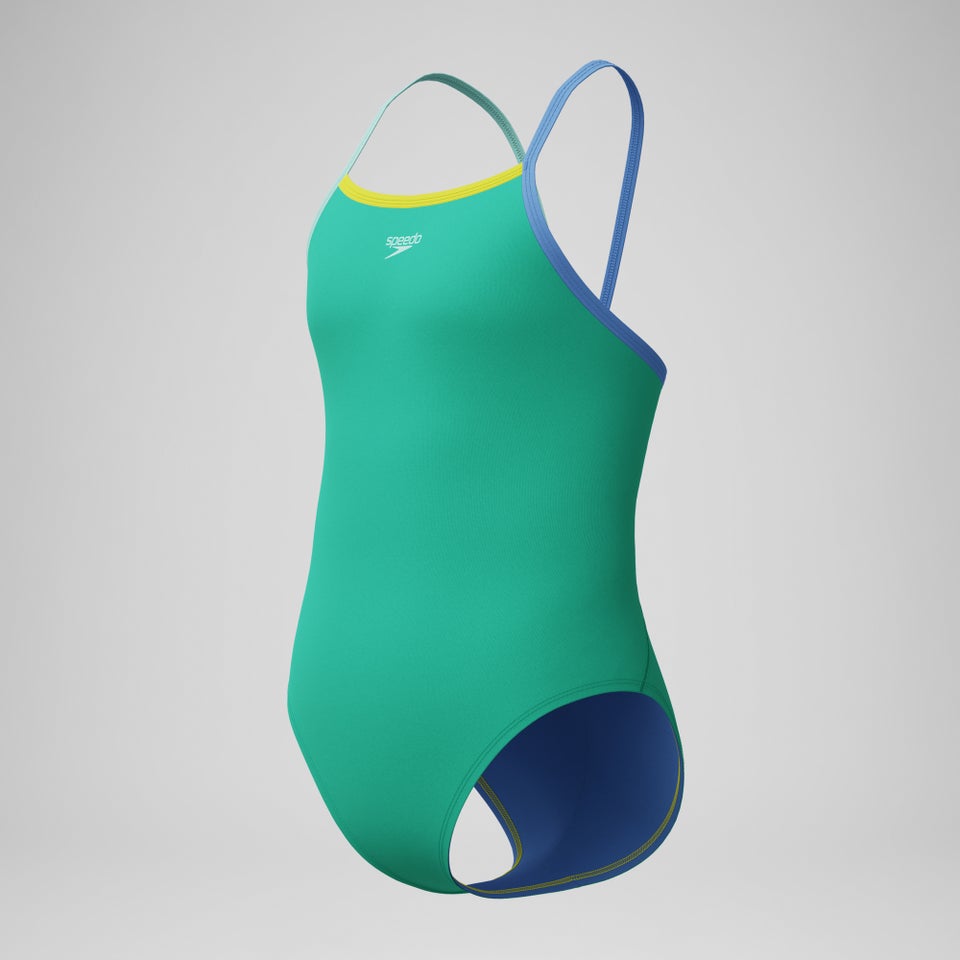 Girls Solid Propel Back One Piece Green