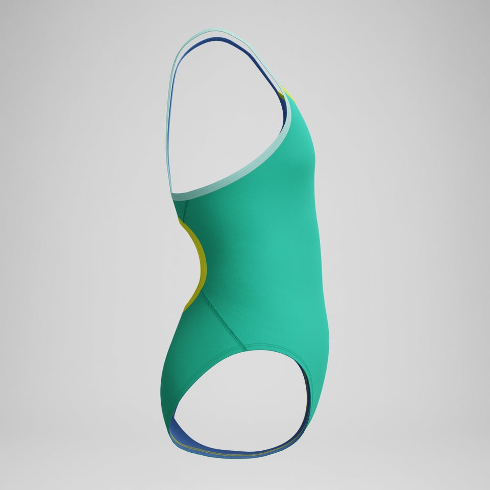 Girls Solid Propel Back One Piece Green