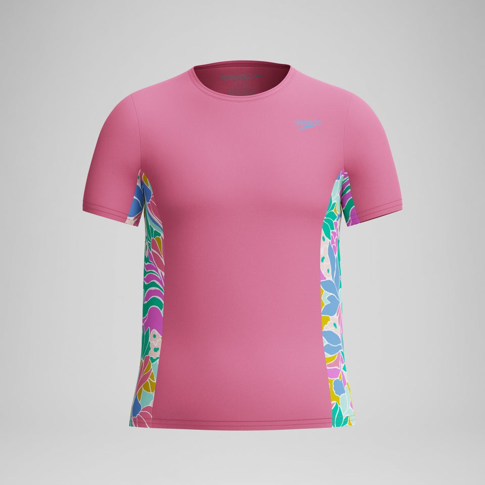 Girls Printed Short Sleeve Rashguard Pink