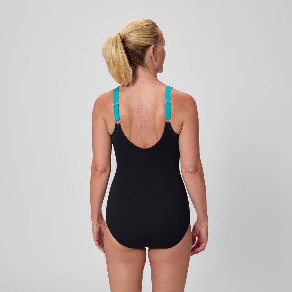 Women's Banded Colorblock One Piece Black/Blue