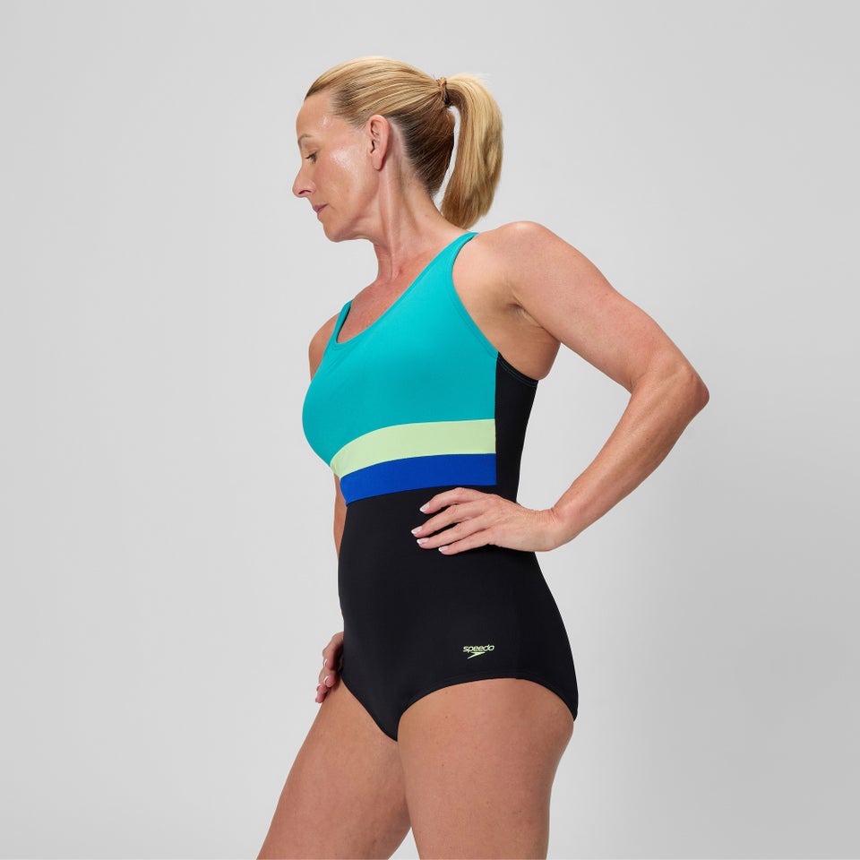 Women's Banded Colorblock One Piece Black/Blue