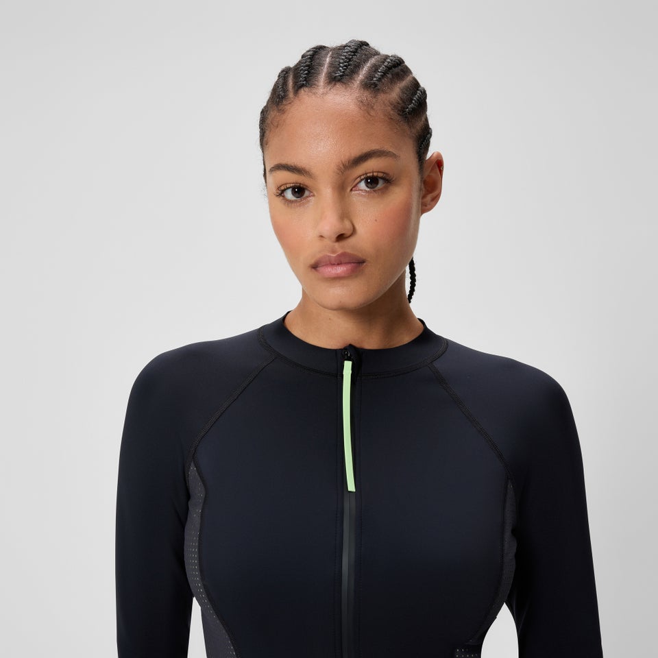 Women's Scuba Flex Long Sleeve Rashguard Black/Green