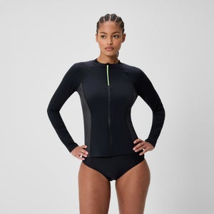 Women's Scuba Flex Long Sleeve Rashguard Black/Green