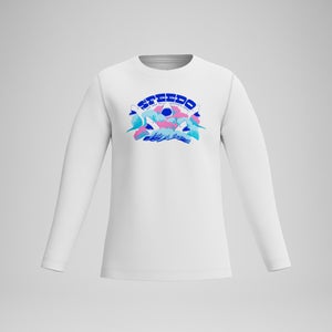 Maillot de bain à manches longues graphique pour garçons, blanc