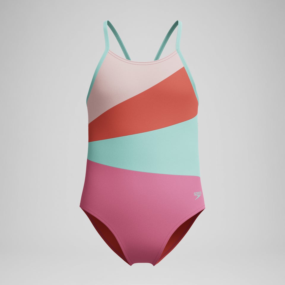 Girls Radiating Splice One Piece Pink
