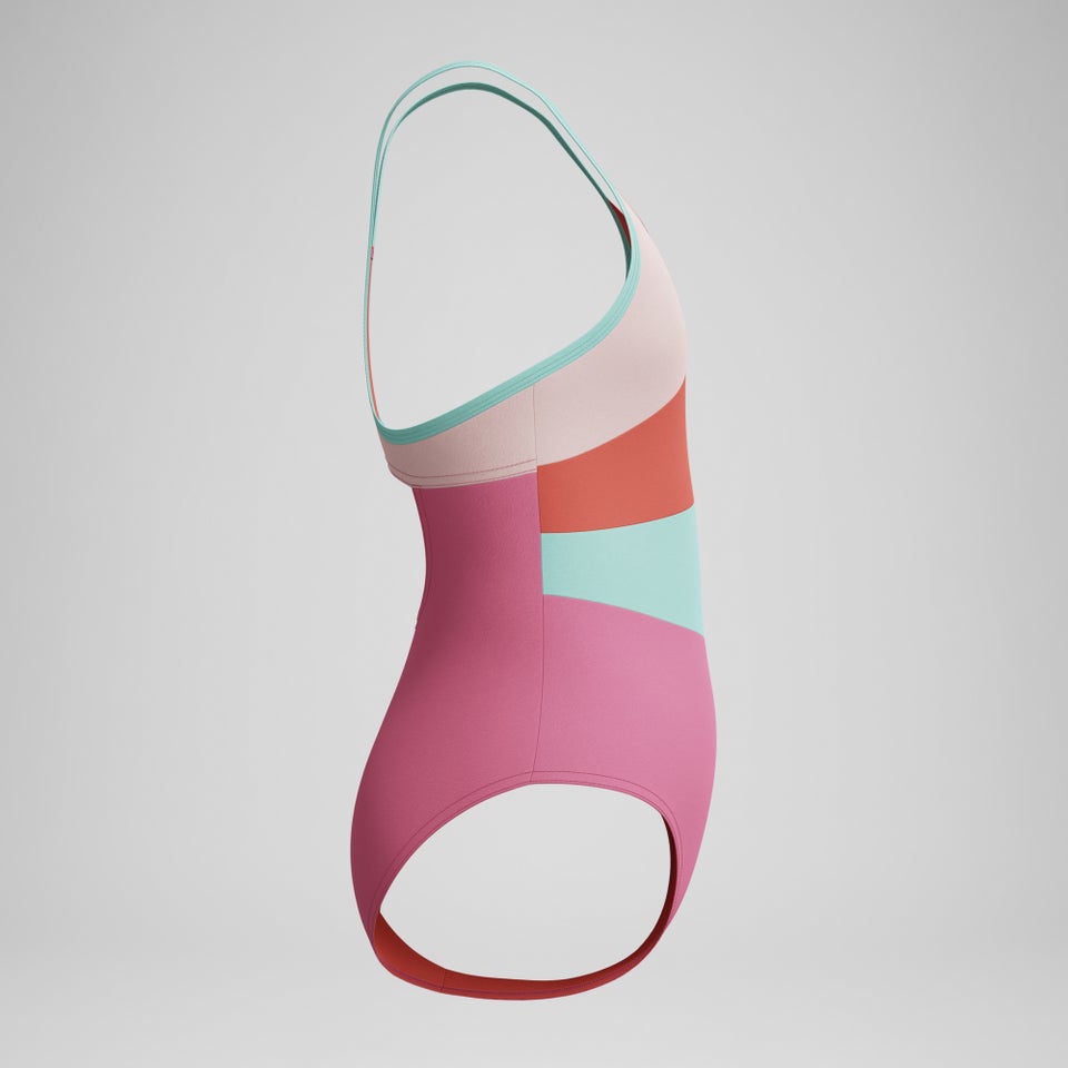 Girls Radiating Splice One Piece Pink