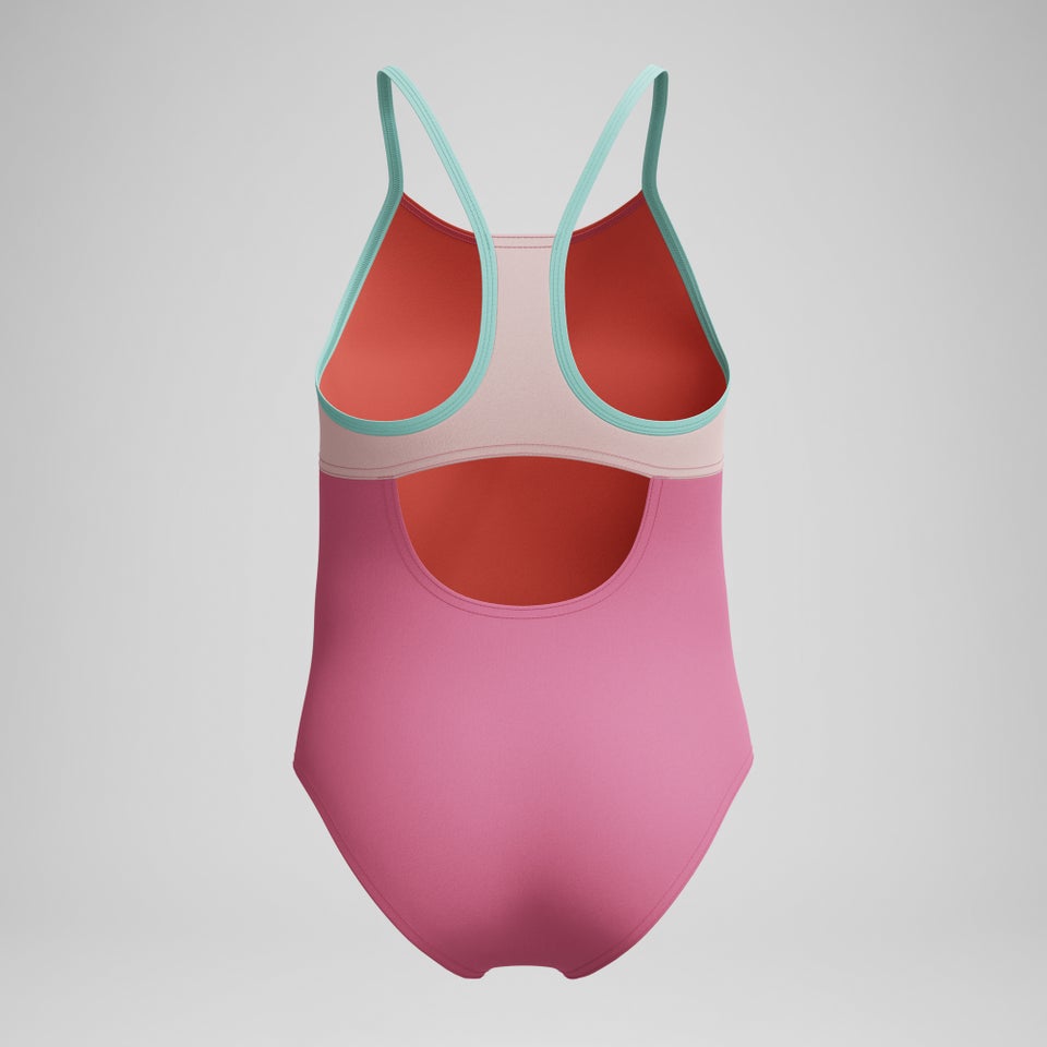 Girls Radiating Splice One Piece Pink