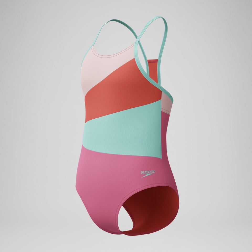 Girls Radiating Splice One Piece Pink