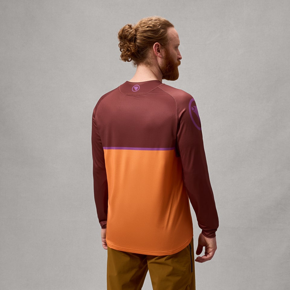 Herren SingleTrack Core Printed L/A T-Shirt - Endura Orange