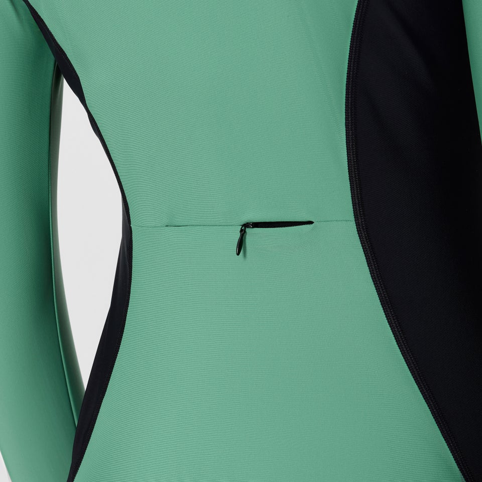 Women's Ocean Flex Long Sleeve Zip Rashguard Green