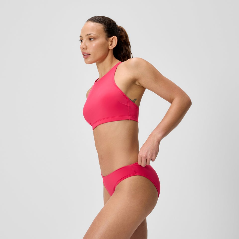 Women's Solid High Neck Bikini Top Ruby