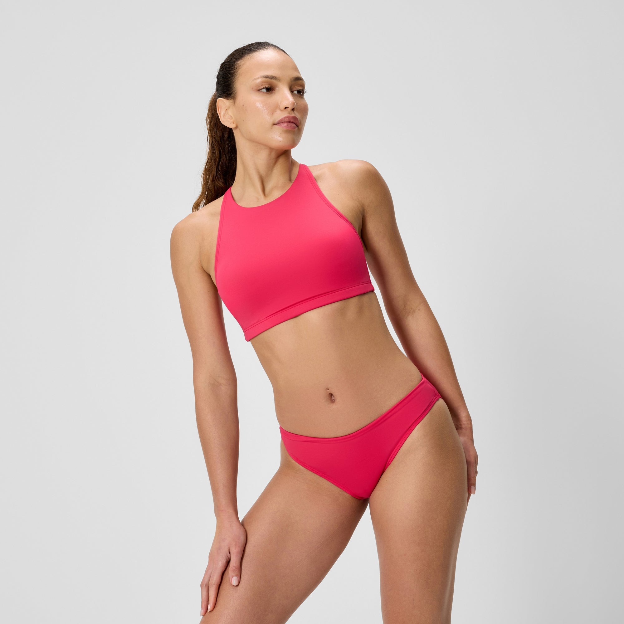 Women's Solid High Neck Bikini Top Ruby | Speedo USA