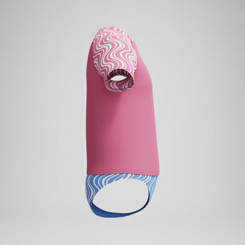 Girls Printed Short Sleeve Rashguard Set Pink