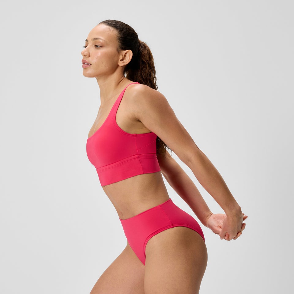Haut de bikini uni à encolure carrée pour femmes, rubis
