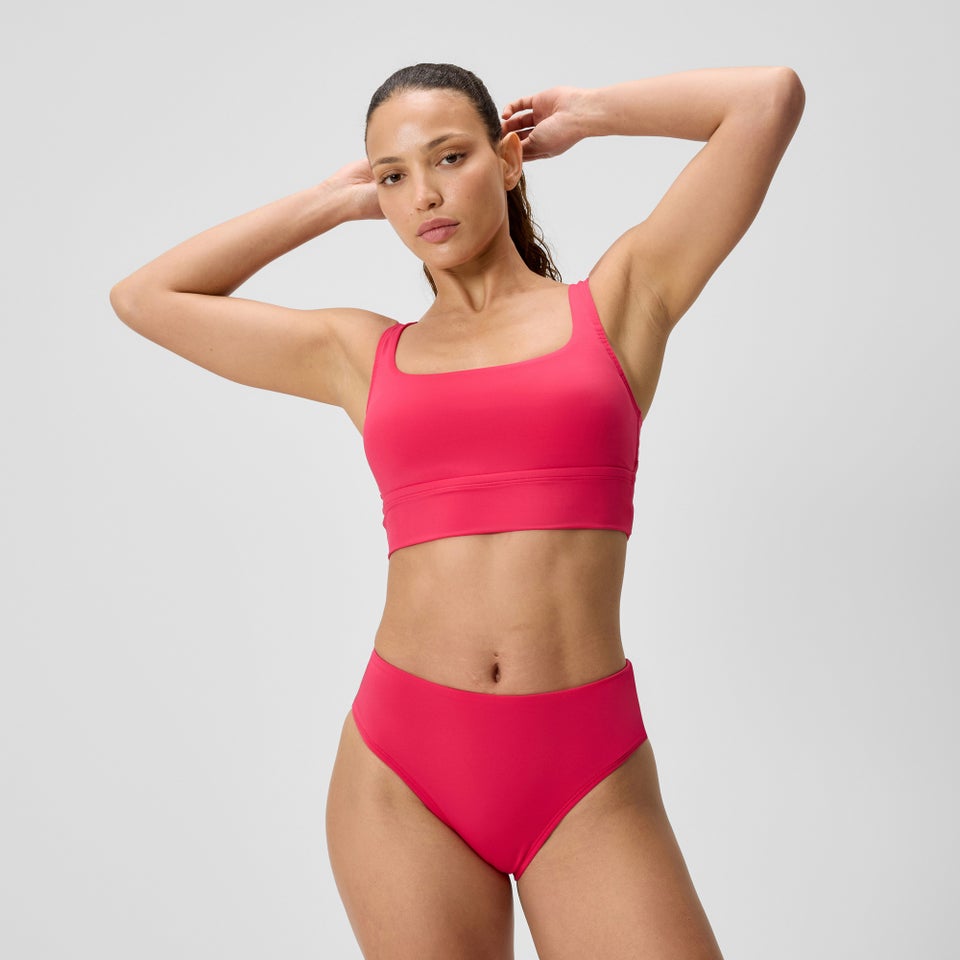 Haut de bikini uni à encolure carrée pour femmes, rubis
