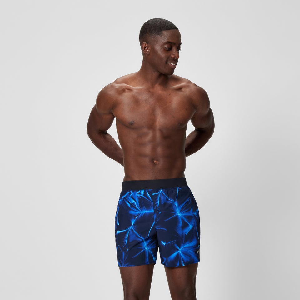 Men's Lookout Printed 16" Swim Shorts Black/Blue