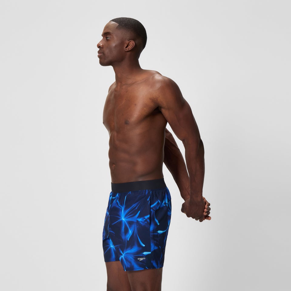 Men's Lookout Printed 16" Swim Shorts Black/Blue