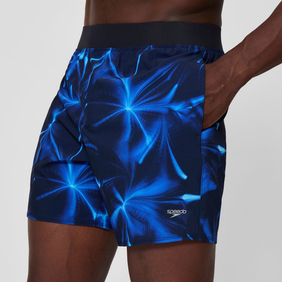 Men's Lookout Printed 16" Swim Shorts Black/Blue