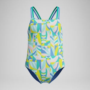 Girls Printed Strappy One Piece Green