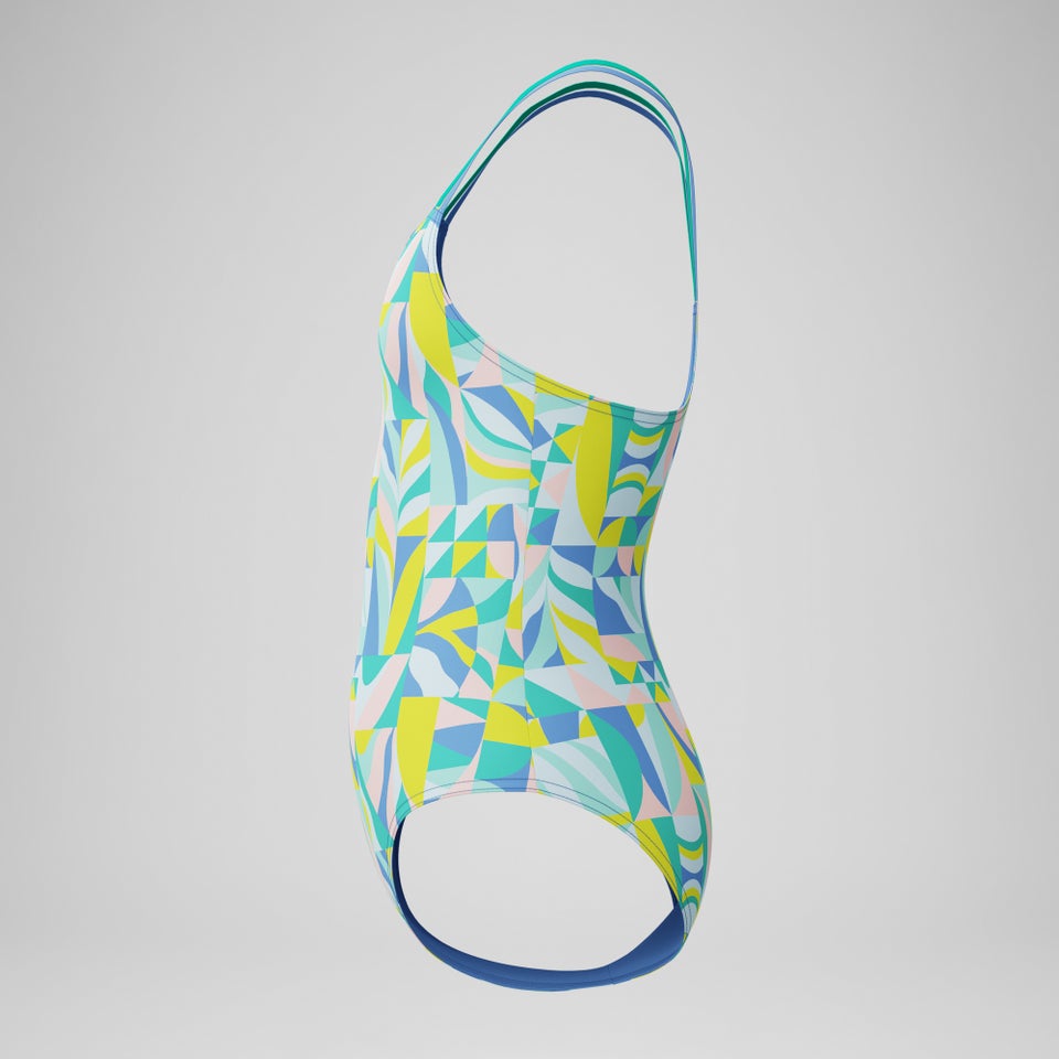 Girls Printed Strappy One Piece Green