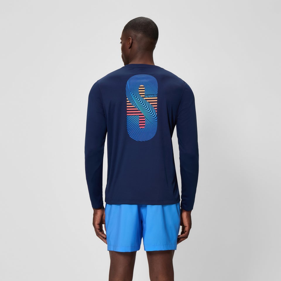 Men's Graphic Long Sleeve Swim Shirt Navy/Red