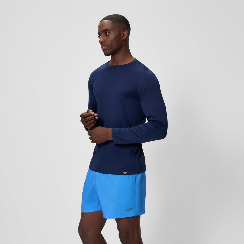 Men's Graphic Long Sleeve Swim Shirt Navy/Red