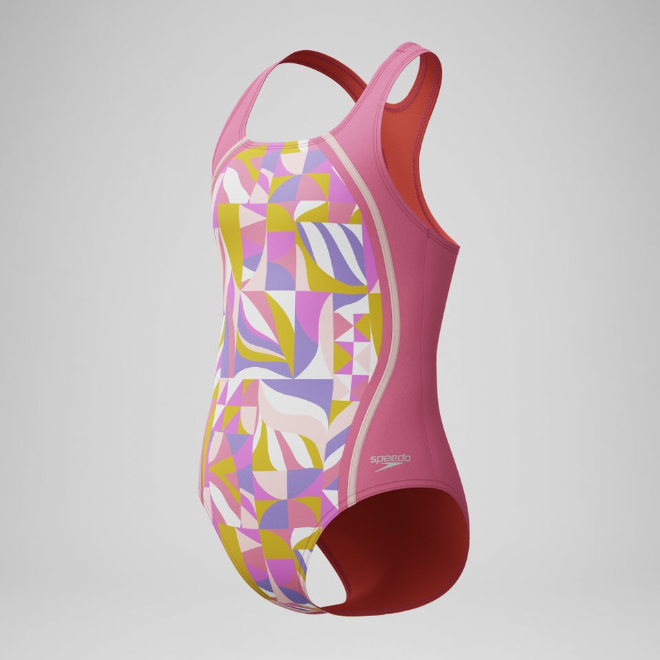 Girls Printed Sport One Piece Pink