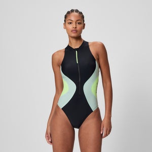SPEEDO OCEAN FLEX ZIP 1PC BLK/LTGRN - S
